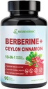 Berberinesupplement met Ceylon Cinnamon & Chroom Picolinaat, 10-in-1 Berberine 1000mg per portie, Berberine 5X voor Metabolisme, Hart- en Immuunondersteuning (90 capsules)