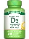 De waarheid van de natuur Vitamine D3 10000 IE Softgels 300 Telling Extra Sterkte Niet-GMO en Glutenvrij Supplement