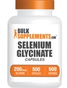 BulkSupplements.com Selenium Glycinate Capsules - Selenium Supplement, Selenium 200mcg Capsules - Essential Trace Mineral, Glutenvrij, 1 Capsule per Serving, 500 Telling (Pack of 1)