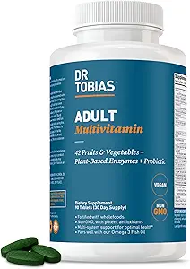 Dr. Tobias Adult Multivitamine Supplement, Gemaakt met 42 Fruit en Groenten, Toegevoegd Probiotica, Vegan & Non-GMO Multivitaminen voor mannen en vrouwen, Ondersteunt Energie, Metabolisme & Immuun Systeem