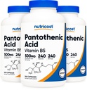Nutricost Pantotheenzuur (Vitamine B5) 500 mg, 240 capsules (3 flessen)