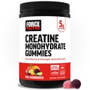 Facteur de force Gommies monohydratées créatine, 5g de dose pour les hommes et les femmes pour soutenir les muscles, la force, la récupération, la santé cognitive et la mémoire, les arômes de fruits assortis, 150 Gommies