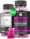 Hair Skin and Nails 10000mcg Gummies & Collageen Gummies - Biotin Vitaminen voor haargroei Pompoenzaadolie, Zag Palmetto Extract & Vitaminen A B6 C D E - Biotine en Collageen Supplementen