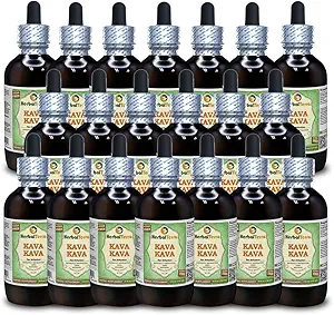Kava Kava (Piper Methysticum) Glycérite, extrait liquide sans alcool séché (marque: HerbalTerra, fièrement fabriqué aux États-Unis) 20x4 fl.oz (20x120 ml)