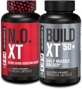 Ge Jacked Factory N.O. XT Nitric Oxide Supplement (90 capsules) & Build XT 50+ Daily Muscle Builder (90 capsules) for Muscle Growth, Pumps, Vitalty, & Recovery