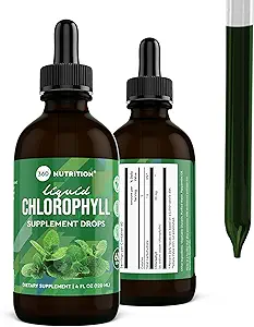 360 Nutrition Chlorophylle Liquid Drops with Peppermint Oil, GF & Vegan Body Internal Deodorant Supplement, soutient la santé, la digestion, l'énergie, la peau radiante, l'absorption rapide (4 Fl Oz (1 comte))