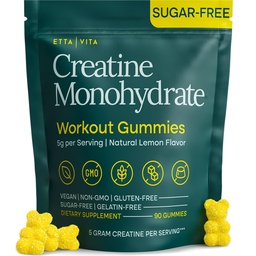 Suikervrije Creatine Monohydraat Gummies 5gram per Serving, Potent Creatine Gummies voor mannen en vrouwen, Supplement voor spierondersteuning, Cellular Energy & Cognitive functie, Glutenvrije