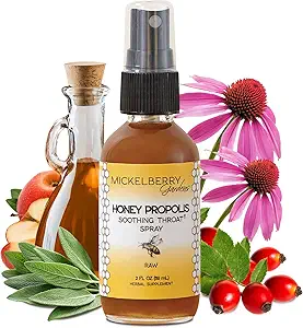 Mickelberry Gardens Honey Propolis Throat Spray - Soothing Sore Throat Relief & Propolis Immune Support - Herbal & Honing Formula (2 oz)