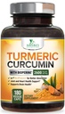 Kurkuma Curcumine Supplement 2600mg - 95% Curcuminoïden met Organische Kurkuma & BioPerine Black Pepper Extract voor Beste Absorptie, Natuurlijke Vegan Joint Support, Niet GMO, Gebotteld in de VS - 180 Capsules