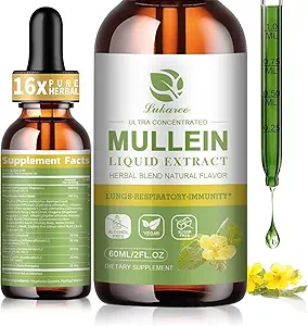 Mullein druppels voor longen, Long Detox & Cleanse, Vegan Mullein Leaf Extract Tinctuur met Chlorofyl Vlierbessen, enz., Natuurlijke kruidensupplement voor ademhaling, Immune, 30 porties