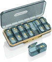 Am Pm Pill Organizer, Weekly Pill Box 2 fois par jour - Acedada 7 jours Pill Organizer avec 7 contenants séparés, Portable Daily Medicine Dispenser Case pour la vitamine, huiles de poisson, suppléments, bleu élégant