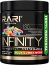Infinity - 100% naturel pré-entraînement Poudre pour l'énergie, le focus et la performance - Hommes et femmes - Vegan and Keto Friendly - No Creatine - 30 portions (Sour Gummy Worm)