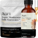 Auri Energy & Immune Boost Pack Super Mushroom Daily Gummies Cordyceps Elixir Bundle - Dagelijkse Wellness voor Focus, Uithoudingsvermogen en Duurzaamheid - 60 Gummies + 60ml Tinctuur