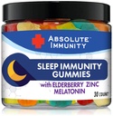 Immunité absolue - Gommies de sommeil Zinc et Elderberry avec la mélatonine, 100% sans médicament aide au sommeil, système immunitaire support, adultes et enfants 30ct