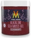 VitalMoss Elderberry Irish Sea Moss Gel, Sainte-Lucie Wildcrafted Alkaline avec des vitamines minérales et des antioxydants, supplément de soutien thyroïde et immunitaire, brut, végétalien amical, 16oz