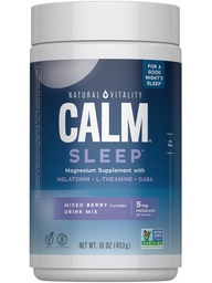 Natuurlijke vitaliteit Kalme slaap, Melatonine & Magnesium citraat, slaaphulpdrankmix, GABA, Aid, Veganist, Glutenvrije non-GMO, gemengde Berry, 16 Oz