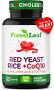 Rode Gist Rijst 1215 mg. Capsules - Extra sterkte Rode Rice Gist met CoQ10 Supplement, Plus Alpha Lipoïnezuur & Organische Vlaszaad, Citrinine Vrij, Ondersteunt Cardiovasculaire Gezondheid, Niet-GMO 90 Veggie Caps