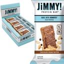Jimmybar ! Barres protéinées au beurre d'arachides au chocolat 18g Barre protéinée, 6g Sucre faible - 12 Compte - 58g Barres santé - Snack fonctionnel avec vrais arachides et chocolat à la main