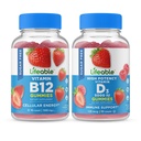 Levensbaar Suikervrij Vitamine B12 + Vitamine D 5000 IE, Gummies Bundle - Geweldig proeven, Vitaminesupplement, Glutenvrij, GGO-vrij, Kauwgom