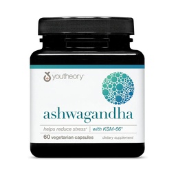 Youtheory Ashwagandha - 1000 mg - Energy, Sleep, Stress & Cortisol Support Supplement - Adaptogenic Herbal Blend with Organic KSM-66 Ashwagandha & Ginger - 60 Vegetarische Capsules (30-Day Supply)