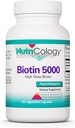 Nutricology Biotin 5000 Supplement - 5000 mcg Biotine, Vitaminen voor haar, huid en nagels, Hoge dosis, Vegetarische Capsules, Hypoallergeen, Glutenvrij - 60 Tellen