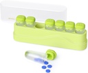 Wekelijkse pil Organisator 1 keer per dag, KOV IUU verwijderbare pil doos 7 dagen, draagbare reis pil geval, eenmaal dagelijkse medicatie container houder, week pilbak Dispenser voor vitamine geneeskunde supplement, groen