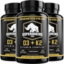 Beste waarde, Max Strength 10.000 ie Vitamine D3 en 1500 mcg Vitamine K2 Supplementen 3 Bottle Pack. D3K2 Vitaminen en Supplementen voor de gezondheid. D3-K2 MK4 capsules, beste K2D3 vitamine voor het immuunsysteem