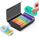 Zannaki Metal XL Weekly pil Organizer 2 keer per dag, grote reizen dagelijkse pil doos 7 dag, draagbare week twee keer pil houder Container, AM PM pil geval voor medicijnen vitamine medicatie supplement, zwart