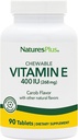 NaturesPlus Vitamine E, natuurlijke Carob smaak - 90 Kauwtabletten, Pack van 2 - Free-Radical Defense & Overall Well-Being - Vegetarisch, Glutenvrij - 180 Totaal porties