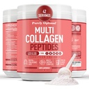 Puur Optimaal Multi Collageen Poeder voor vrouwen - 5 Types Gehydrolyseerde Collageen Peptiden met Biotine en Hyaluronzuur voor haar, huid, nagels, botten en gewrichten - Unflavored, Easy Mixing, 42 Servers