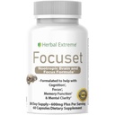 Focuset Nootropics Brain and Focus Formula. 90 Capsules Dimethylaminoethanol (DMAE Bitrate), L-glutamine, L-tyrosine, GABA, Bacopa en meer, wit