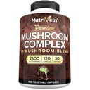 Nutrivein Premium Mushroom Supplement 2600 mg- Fles 120 Capsules- 11 Nootropic Mushroom Complex - Lion's Mane, Cordyceps, Chaga, Reishi, Turkije Tail,Maitake,Shiitake, Agaricus, White Button, Oyster