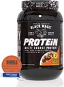 Worldwide Nutrition Bundle: Black Magic Multi-Source Caseïne Proteïne Poeder-Whey, Egg Albumin Enzymes, Micellar Casein & MCT-Muscle Mass Gaving Bodybuilding-Chocolate PB Puffs 2LB & Keychain