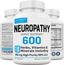 Neuropathie Ondersteuning Supplement met 600 mg HP-99 Alpha Lipoïnezuur - ALA Zenuwformule voor Voetenhanden Vingers Benen - 18 in 1 Natuurlijke Perifere Zenuw Vitaminen - 120 Capsules