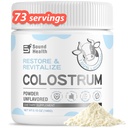 Poudre de supplément de colostrum pour les humains - Supplément de colostrum biologique pour la santé de Gut, la croissance des cheveux, la beauté et l'Immune Support - Non aromatisé (73 portions)