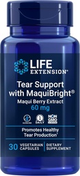 Life Extension Tear Support met MaquiBright®, 60 mg, Maqui Berry Extract voor droge ogen, Ondersteunt de gezondheid van het oog, stimuleert traanproductie, Glutenvrij, Non-GMO, 1 Dagelijks, Vegetarisch, 30 Capsules