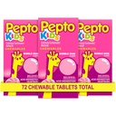 Pepto Kid's Kauwtabletten voor brandend maagzuur, zuur indigestie, Zure Maag, en verstoorde maag, Bubblegum Flavor, 72 Totaal (3 Verpakkingen van 24)