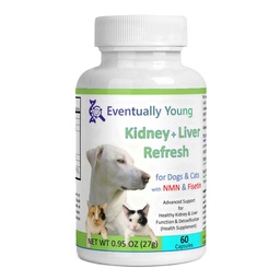Uiteindelijk Young 12-in-1 Nierondersteuning Restore voor Katten & Honden: Super Fosfaat Binder w/NMN, Fisetin, Antioxidanten, Prebiotica & Probiotic 4 Gezonde Nier- en Leverfuncties (60 Caps)