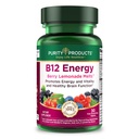 Produits de pureté B-12 Énergie Berry Lemonade Melt w/Super Fruits méthylcobalamine B12 - Vitamines B6, D3, acide folique et biotine - MécobalActif B 12-30 comprimés de fusion