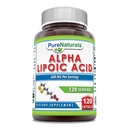 Pure Naturals Alpha Lipoïne Acid 600 mg 120 Capsules Supplement 
