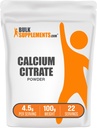 BulkSupplements.com Calciumcitraatpoeder - Calciumsupplement, hoog biologisch beschikbaar - ongearomatiseerd en glutenvrij, 4,5 g per portie, 100 g (3,5 oz) (verpakking van 1)