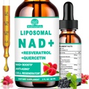 NAD-supplementen voor vrouwen & mannen, liposomale NAD Nicotinamide Riboside Resveratrol 900mg, TMG, quercetine, vitamine B3, Organische vloeibare NAD Resveratrol Supplement voor levensduur, energie, anti-aging, focus