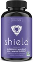 WellPath Shield Elderberry Capsules - 5-en-1 Immune Support Booster avec Zinc, Vitamine C, Echinacea, Propolis d'abeilles - Supplément Zinc Premium - 600 mg Sambucus Black Elderberry Pills pour adultes - 60 Ct