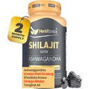 Herbtonics Shilajit pour hommes et femmes avec Ashwagandha, Ginseng rouge coréen, Rhodiola Rosea, Ginkgo Biloba, Tongkat Ali.