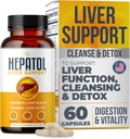 Détox de nettoyage du foie - supplément de foie à base de plantes avec curcuma; L-Cysteine Detox soutenir la santé du foie; Digestion saine - Suppléments de nettoyage du foie de soutien - 60 Ct (1)