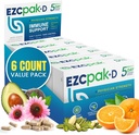 EZC Pak 5-dagen immuunsysteem Booster met Echinacea, vitamine C, zink en vitamine D - Tapered Immune Support Supplement voor volwassenen - Ondersteunt Immuniteit, gemakkelijk reizen-Size supplement Pack - (pakket van 6)