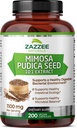 Zazzee Mimosa Pudica Zaad 10:1 Extract, 200 Vegan Capsules, 1100 mg, 3+ maand Supply, Potent 10:1 Extract, Niet-GMO en All-Natural