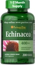 Puritan's Pride Premium Echinacea Natural Whole Herb Herbal Supplement 400mg, Dieetsupplement voor de gezondheid, Immuun systeemondersteuning, 200 Rapid Release Capsules