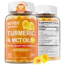 Kurkuma Gummies 1000mg w/MCT Oil C8 C10, Biologische Antioxidant, Kurkuma Curcumin Supplement met Black Pepper Extract, Ondersteuning Comfort, Boost Energy, Ultra Absorptie, Suikervrij, 60 Ct