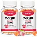 2 Pack CoQ10 Gummies, 5X Meilleure absorption Coenzyme Q10 pour l'énergie cellulaire et le soutien antioxydant, 120 Gummies de pêche